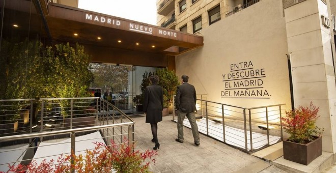 Entrada a una exposición sobre el proyecto Madrid Nuevo Norte, lo que hasta ahora se conocía como Operación Chamartín. E.P.