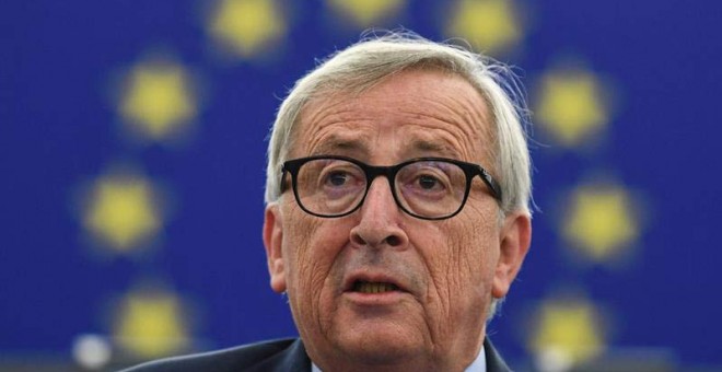 Jean-Claude Juncker durante su discurso de despedida en el Parlamento Europeo. (PATRICK SEEGER | EFE)