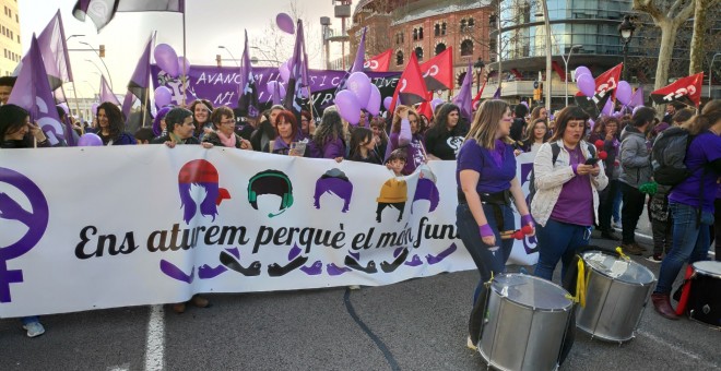 Bloc de la CGT durant la vaga feminista del 8 de març. CGT