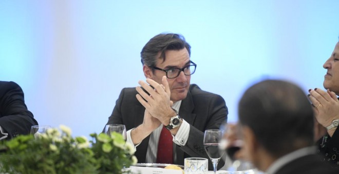 El secretario general del Tesoro, Carlos San Basilio en un almuerzo informativo con motivo del `Spain Investors Day´, en Madrid. E.P./Óscar Cañas