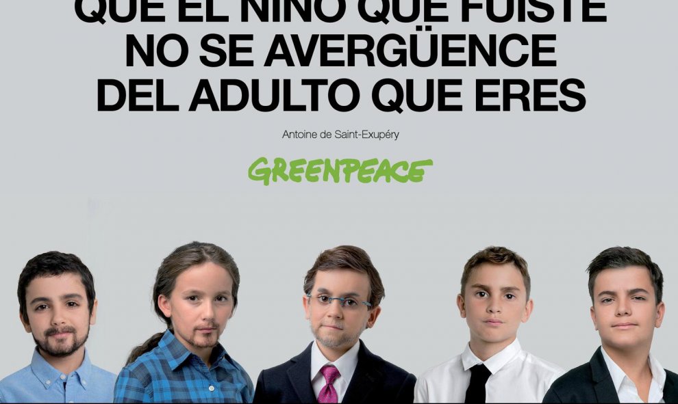 El cartel con cinco candidatos juntos. GREENPEACE