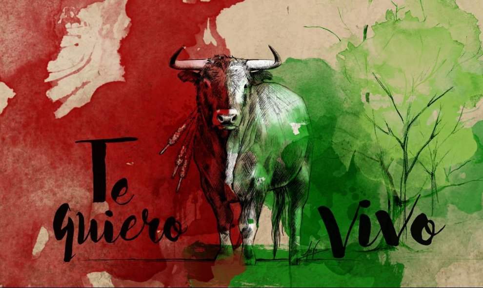 "Te quiero vivo", una de las imágenes de la exposición de antitauromaquía de Luiso García