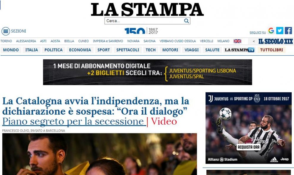 Portada de 'La Stampa'