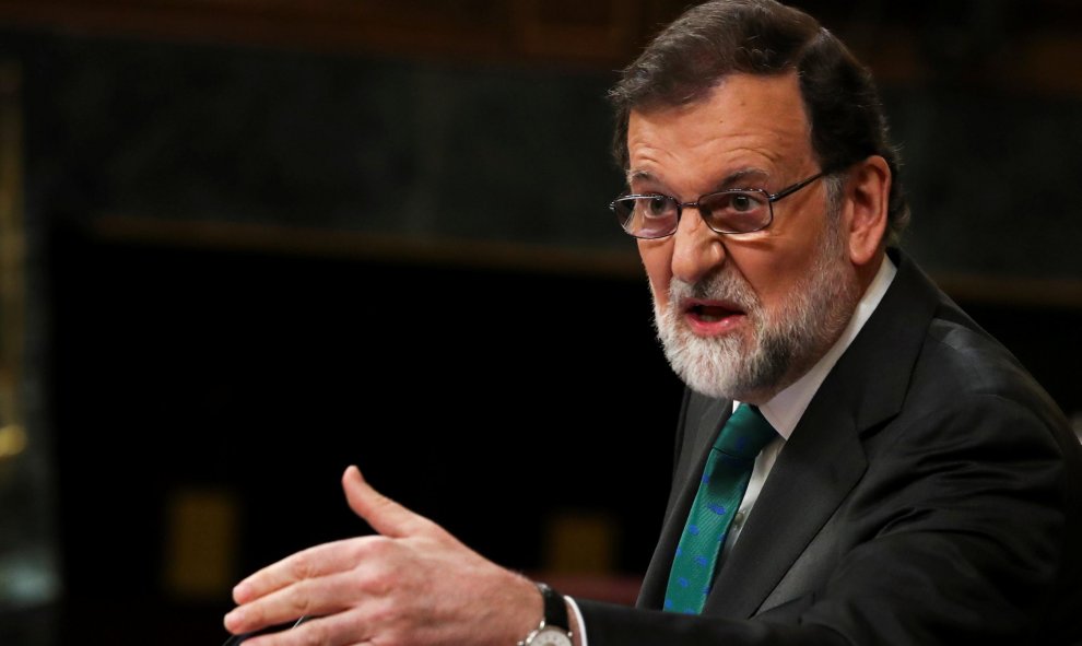 Intervención de Mariano Rajoy en el Congreso durante la celebración de la primera jornada de la moción de censura contra el Gobierno - REUTERS