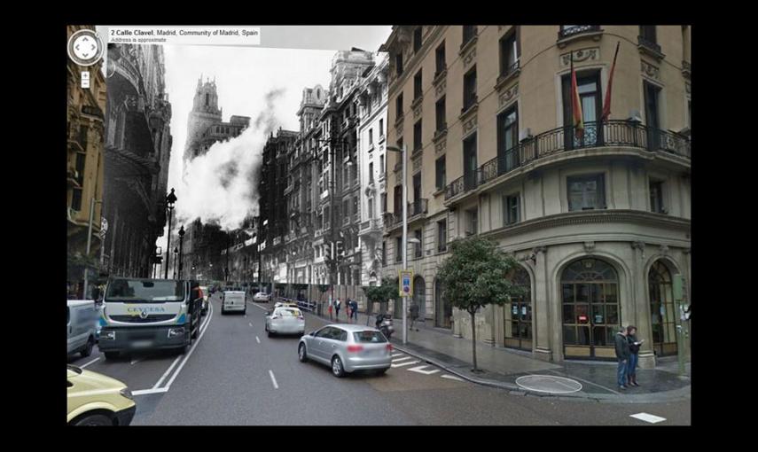 Imágenes de la Guerra Civil con las panorámicas de GoogleStreet View. GRAN VÍA (1936) // Sebastian Maharg