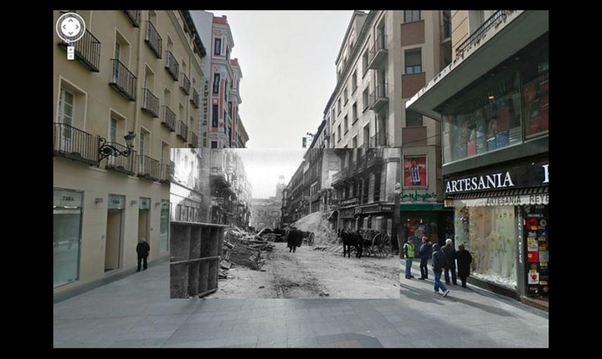 Imágenes de la Guerra Civil con las panorámicas de GoogleStreet View. CALLE PRECIADOS (1937). COLECCIÓN AGA (ARCHIVO GENERAL DE LA ADMINISTRACIÓN). // Sebastian Maharg