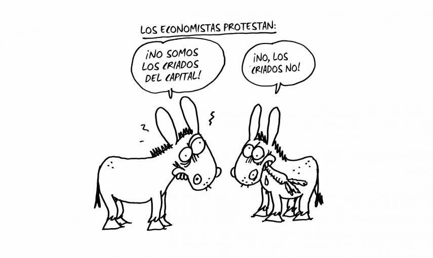 Ilustración de Charb (Stéphane Charbonnier) incluida en el libro 'El capitalismo en 10 lecciones', de Michel Husson (Librería Viento Sur/La Oveja Roja).