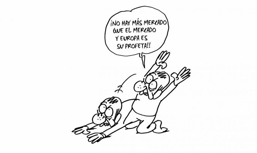 Ilustración de Charb (Stéphane Charbonnier) incluida en el libro 'El capitalismo en 10 lecciones', de Michel Husson (Librería Viento Sur/La Oveja Roja).