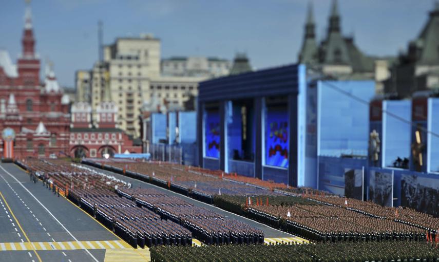 Russian servicemen march during the Victory Day parade at Red Square in Moscow. REUTERS/Host Photo Agency/RIA Novosti