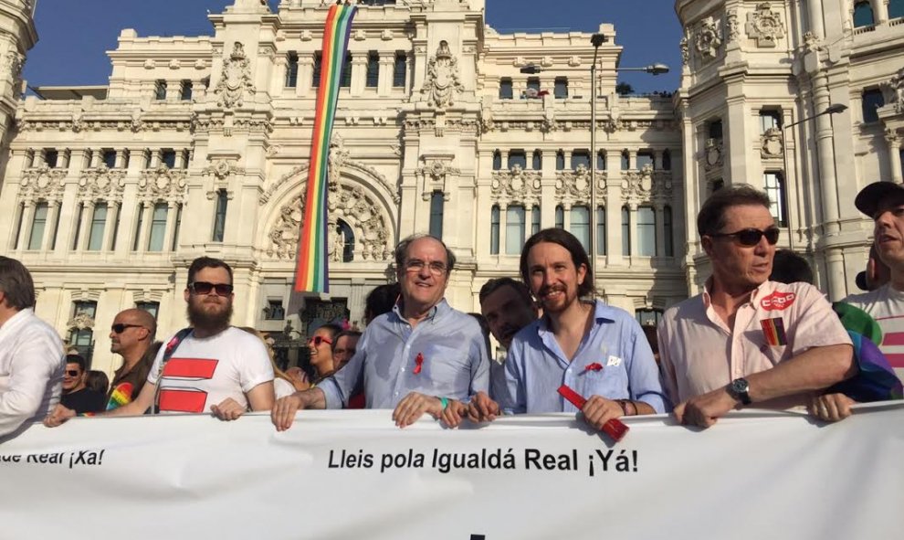 José Manuel López y Pablo Iglesias son parte de la cabecera de la marcha.