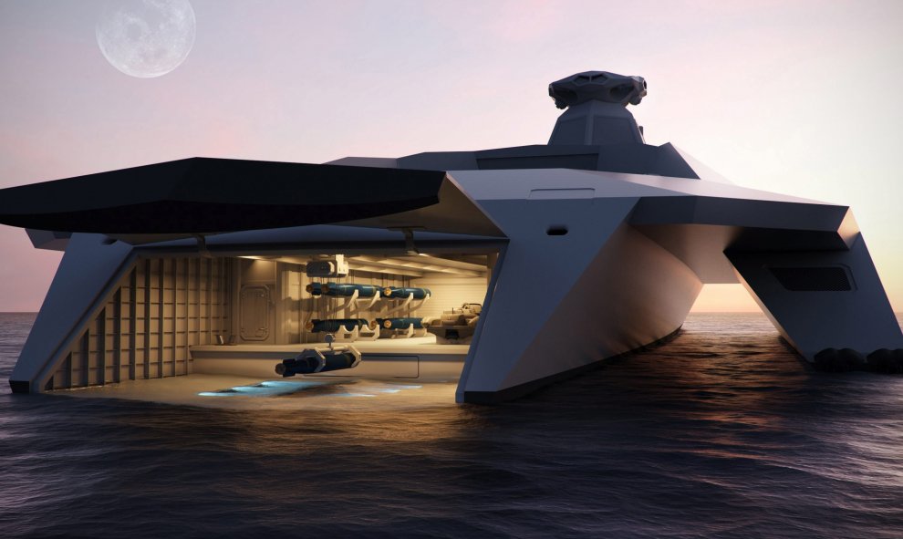Reino Unido ha revelado las primeras imágenes del buque de alta tecnología Dreadnought 2050, que podría ser el futuro de la Marina Real británica, con un casco capaz de hacerlo invisible a simple vista, armas de velocidad de la luz y tecnología de control