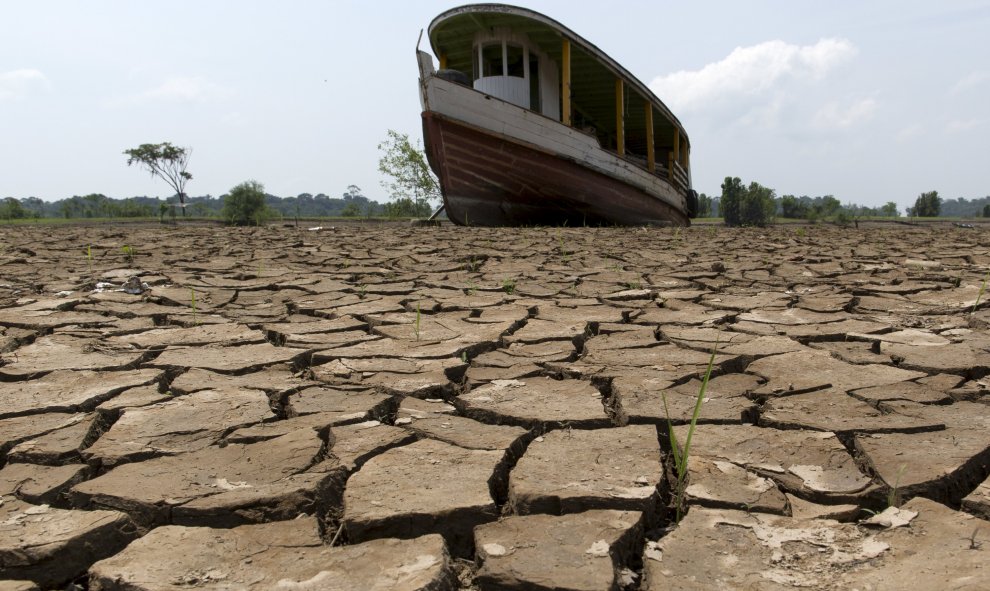 La sequía ha dejado así el río Amazonas a su paso por Manaus / . BRUNO KELLY (REUTERS)