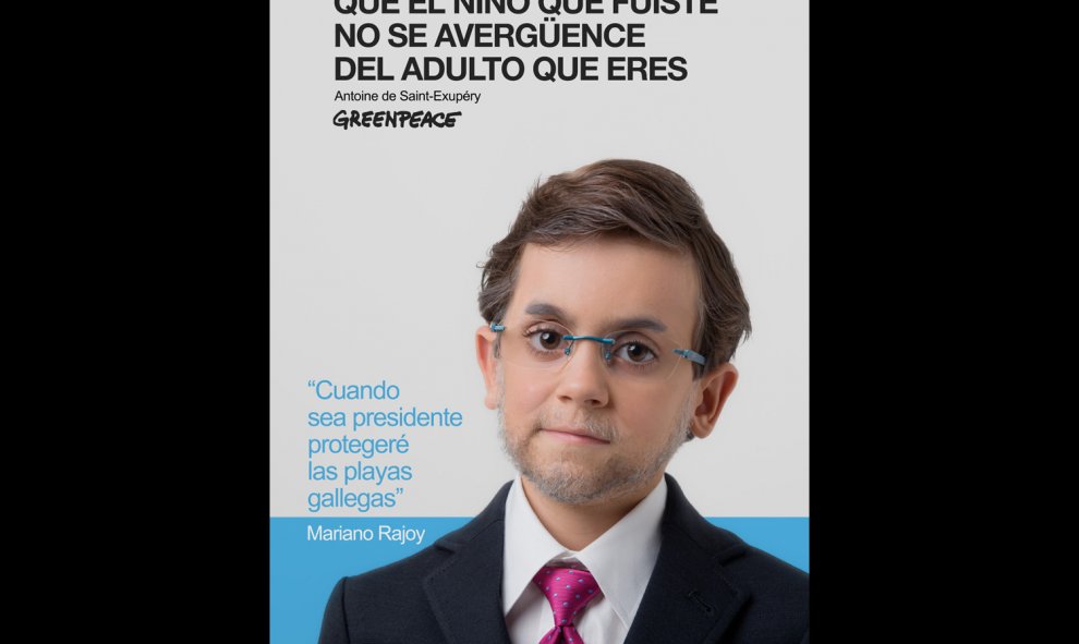 El cartel elaborado por Greenpeace del candidato del PP, Mariano Rajoy. GREENPEACE