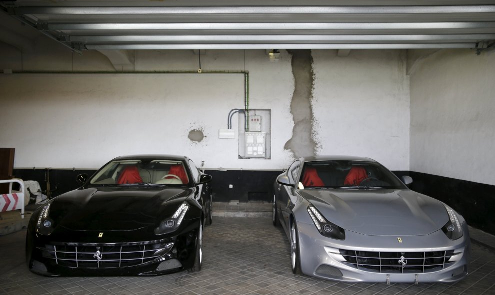 Two Ferraris that were given to former Spanish King Juan Carlos as a gift from the United Arab Emirates in 2011, are presented to the press before being auctioned, in Madrid, Spain, October 19, 2015. According to local media and the government, the unused