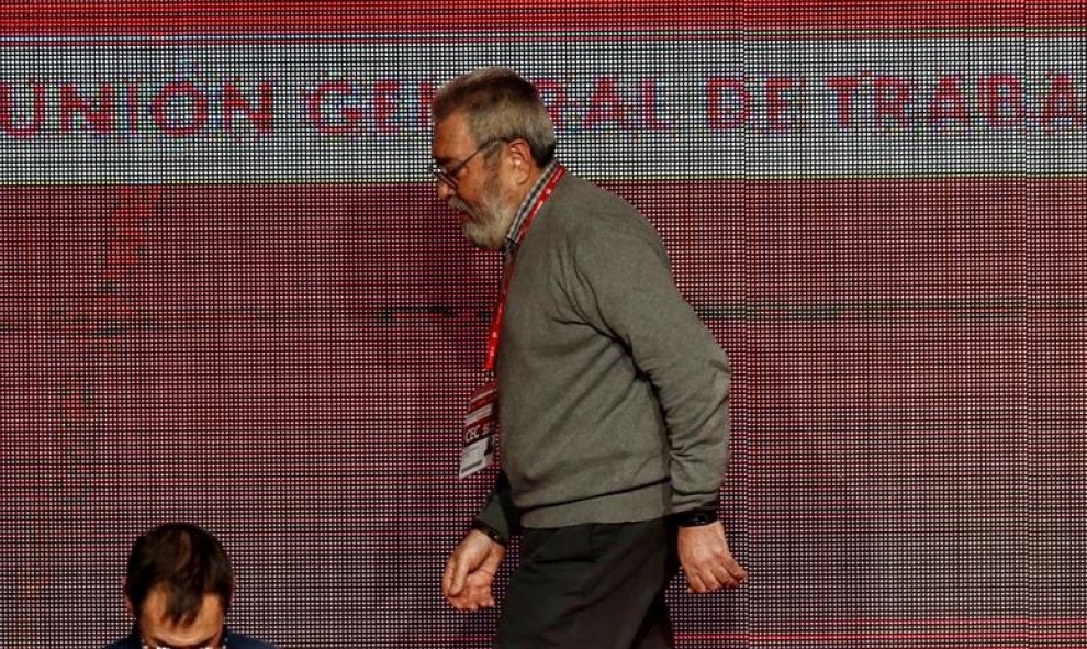 El secretario general de UGT, Cándido Méndez, durante la apertura del 42 Congreso Confederal de UGT hoy en Madrid. EFE/Kiko Huesca