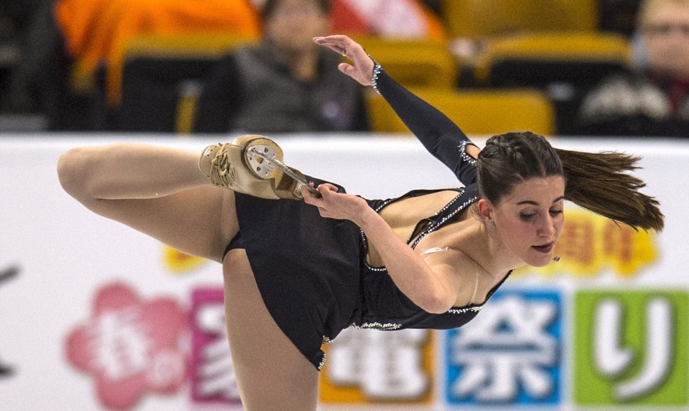 La española Sonia Lafuente realiza su ejercicio en el programa corto femenino durante los Campeonatos del mundo de patinaje celebrados en el TD Garden de Boston, Massachusetss, Estados Unidos hoy 31 de marzo de 2016. EFE/Cj Gunther