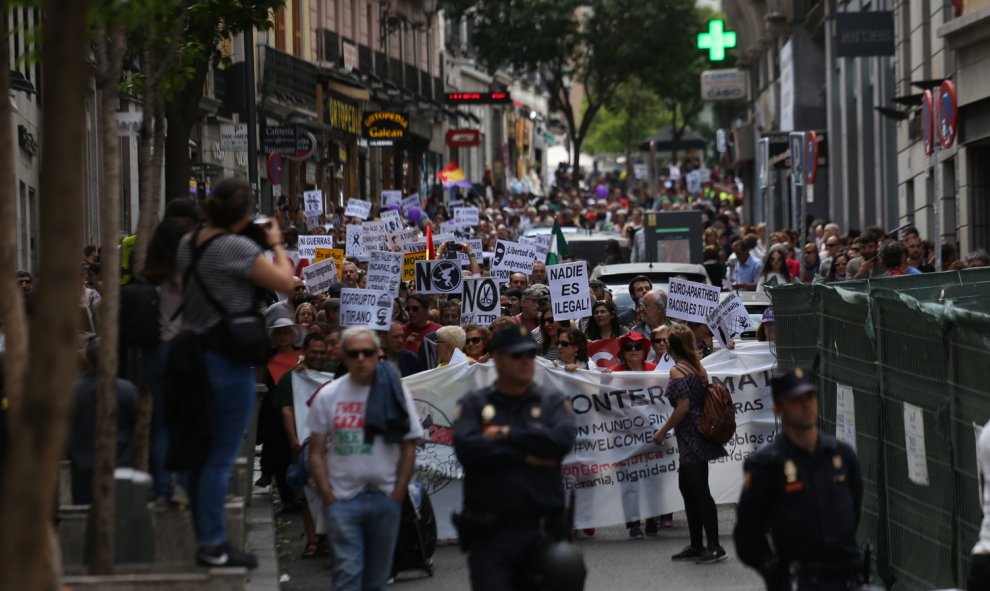 Columna en defensa de las refugiados durante las Marchas de la Dignidad en Madrid.- JAIRO VARGAS