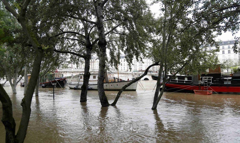 Casas flotantes amarradas a las orillas del Sena. REUTERS / Charles Platiau