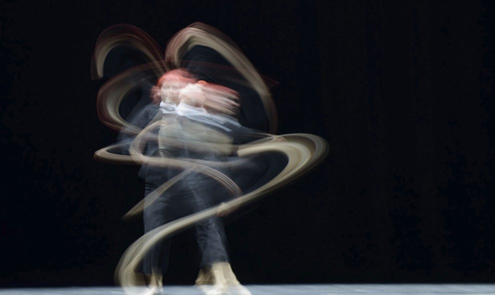 La bailarina Anastasiya Kuzina ensaya una escena del ballet "Anita Berber - La diosa de la noche" en el teatro de Gera, Alemania, ayer 15 de junio de 2016. EFE/Candy Welz/Arifoto Ug