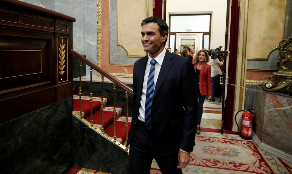 El líder del Partido Socialista, pedro Sánchez, durante el debate de investidura en el Congreso de los Diputados. REUTERS/Juan Medina