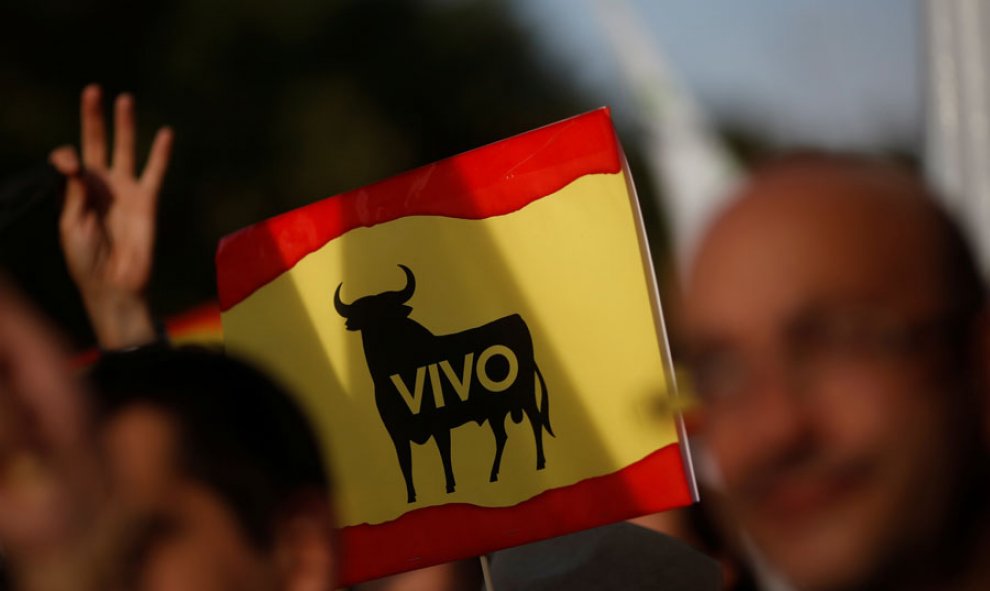 Una persona con una pancarta durante la manifestación convocada por PACMA. REUTERS/Susana Vera