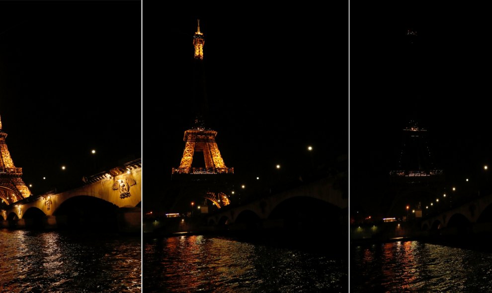 La Torre Effiel se apaga por la hora del planeta. REUTERS/Philippe Wojazer