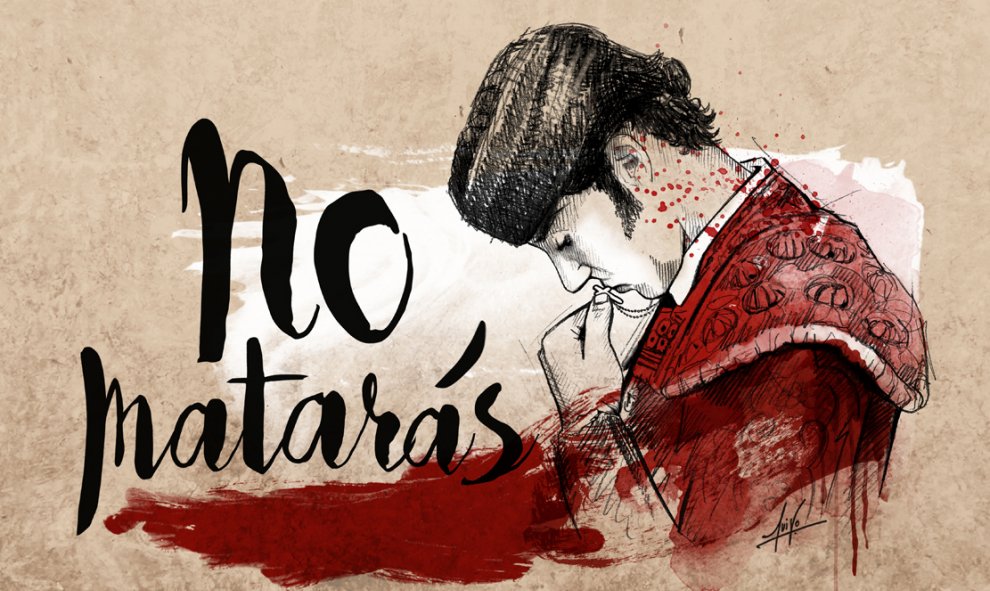"No matarás", una de las imágenes de la exposición de antitauromaquía de Luiso García