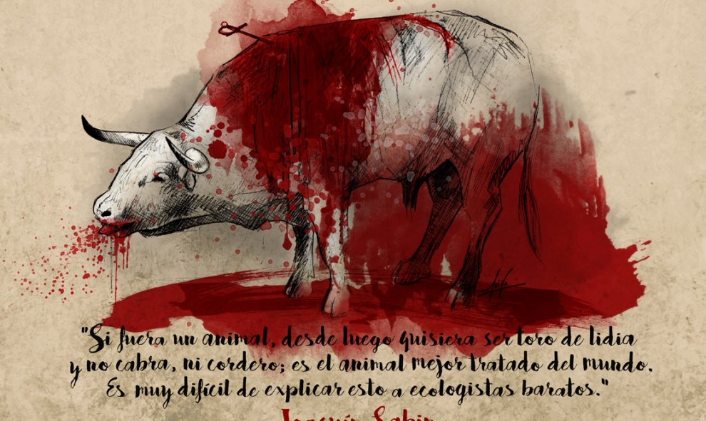 "El animal mejor tratado del mundo ..", una de las imágenes de la exposición de antitauromaquía de Luiso García