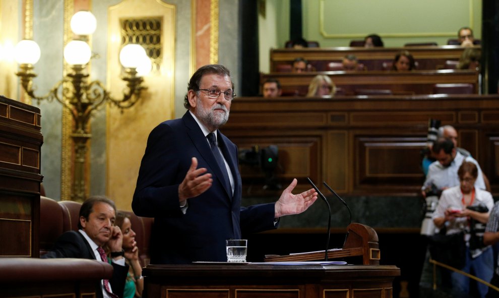 Mariano Rajoy interviene en el debate de moción de censura a su Gobierno. REUTERS/Juan Medina