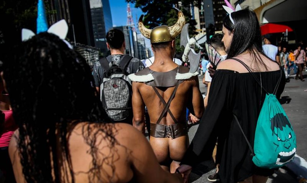 Otro de los casi 3millones de participantes del Orgullo Gay de Sao Paulo (Brasil).  EFE/FERNANDO BIZERRA JR