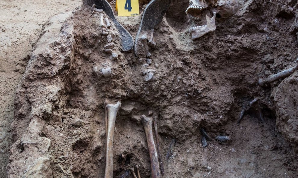 Exhumación de Timoteo Medieta en el cementerio de Guadalajara por orden de la Justicia de Argentina.Óscar Rodríguez, miembro de la ARMH