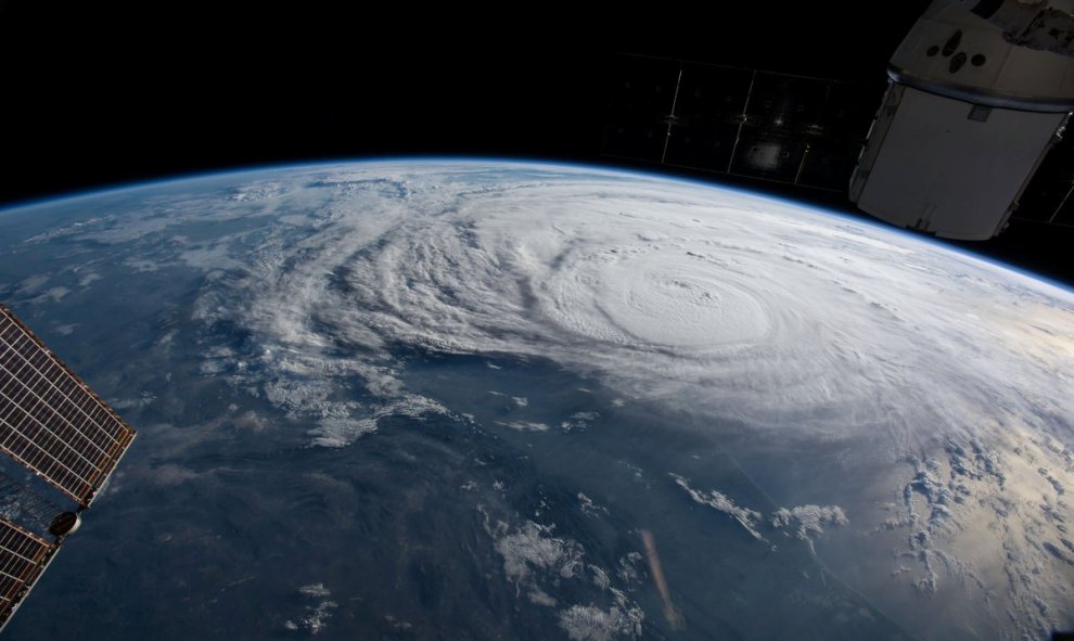 Huracán Harvey en la costa de Texas, visto desde la Estación Internacional Espacial de la NASA./REUTERS