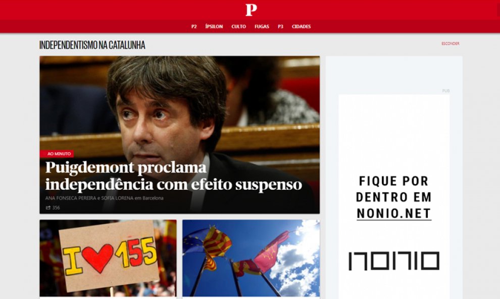 Portada de 'Publico' (Portugal)