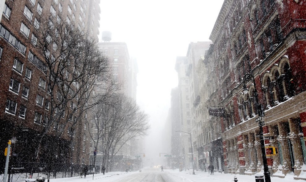 Las calles del Soho, en Nueva York, completamente nevadas. Nicholas Hunt/Getty Images/AFP