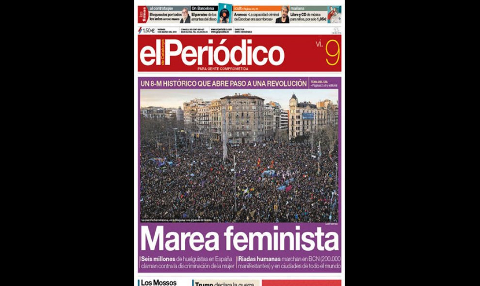 Las portadas de los periódicos nacionales e internacionales tras el 8M.