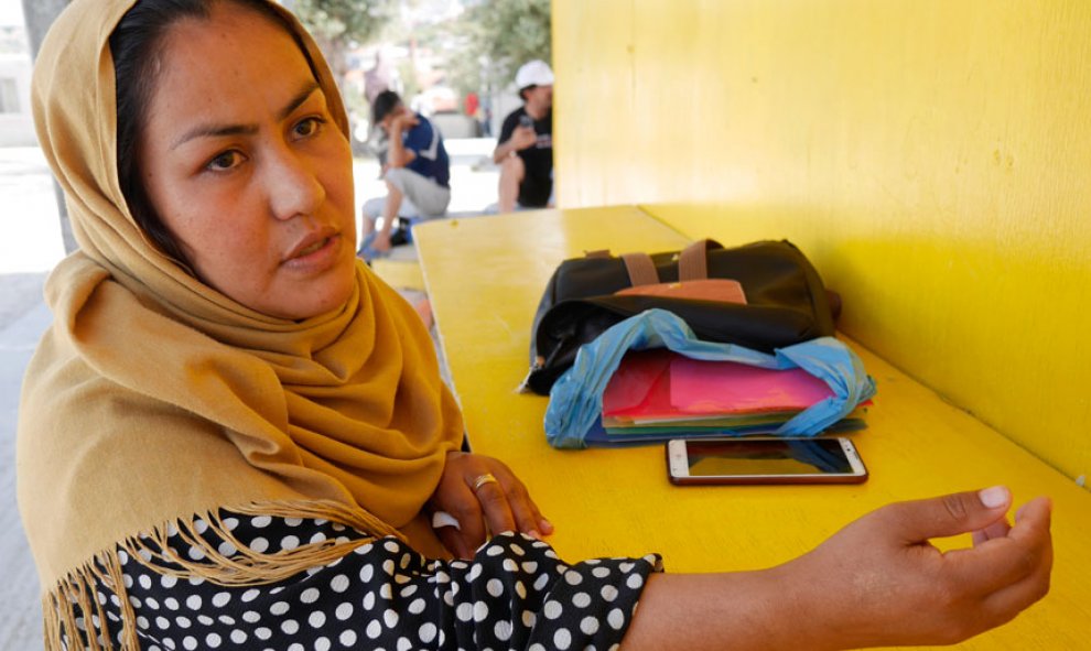 Kobra Rezai, viuda de Ali Mohammad Koshi, el afgano cuya muerte desencadenó la sentada de 120 compatriotas en Lesbos. / M.I