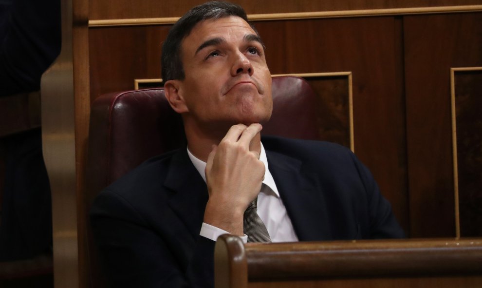 El líder del PSOE, Pedro Sánchez este jueves en el Congreso de los Diputados - REUTERS