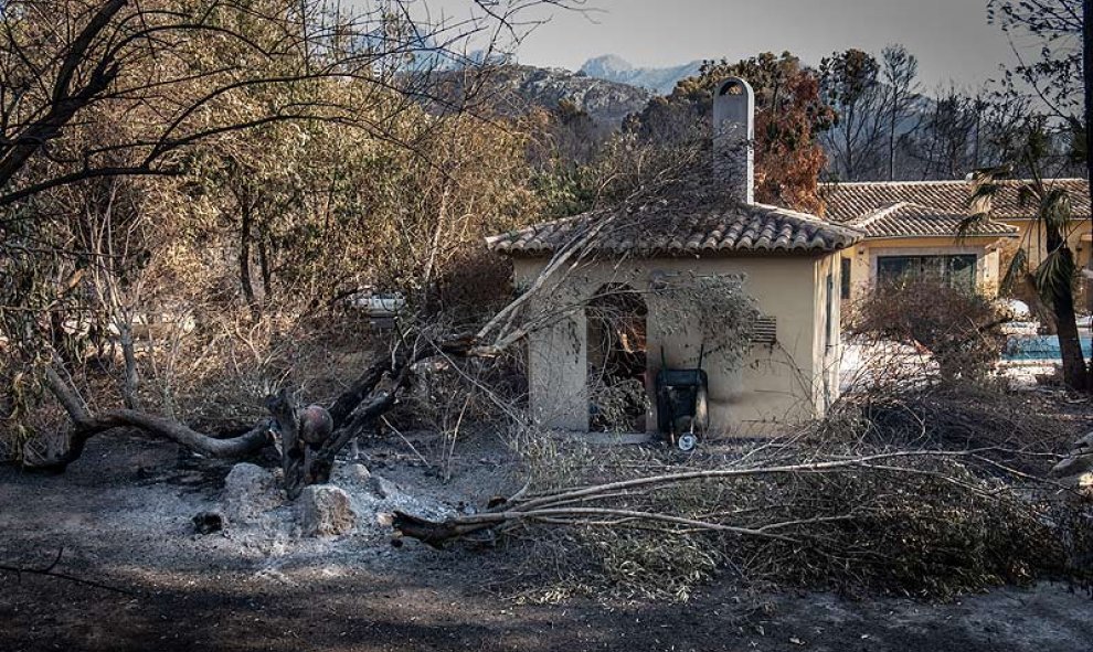 Urbanizaciones Montepino y Montesol afectadas por el incendio forestal de Llutxent, en Gandía. Greenpeace/Pedro Armestre