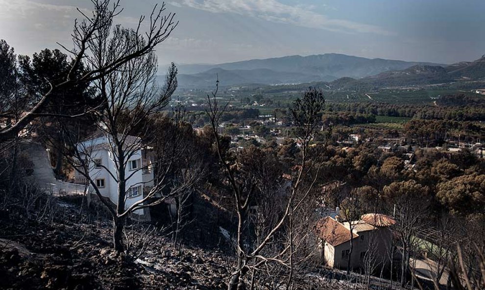 Urbanizaciones Montepino y Montesol afectadas por el incendio forestal de Llutxent, en Gandía. Greenpeace/Pedro Armestre