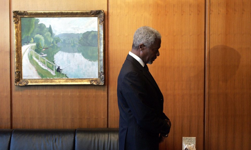 Kofi Annan, en la sede de la ONU en septiembre de 2004. EFE/EPA/JASON SZENES