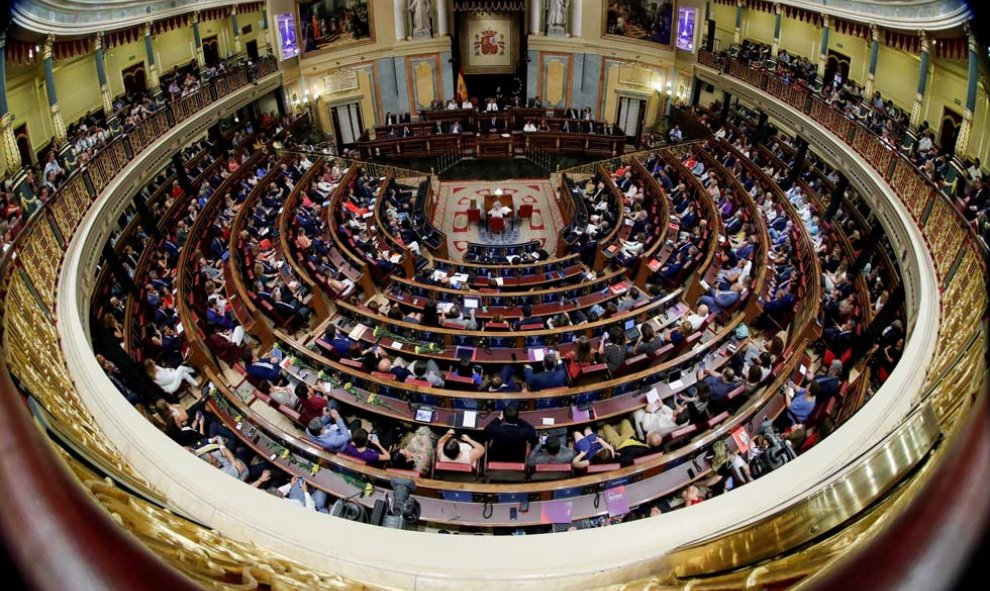 Vista panorámica del Congreso de los Diputados durante el discurso de Pedro Sánchez. (ZIPI | REUTERS)