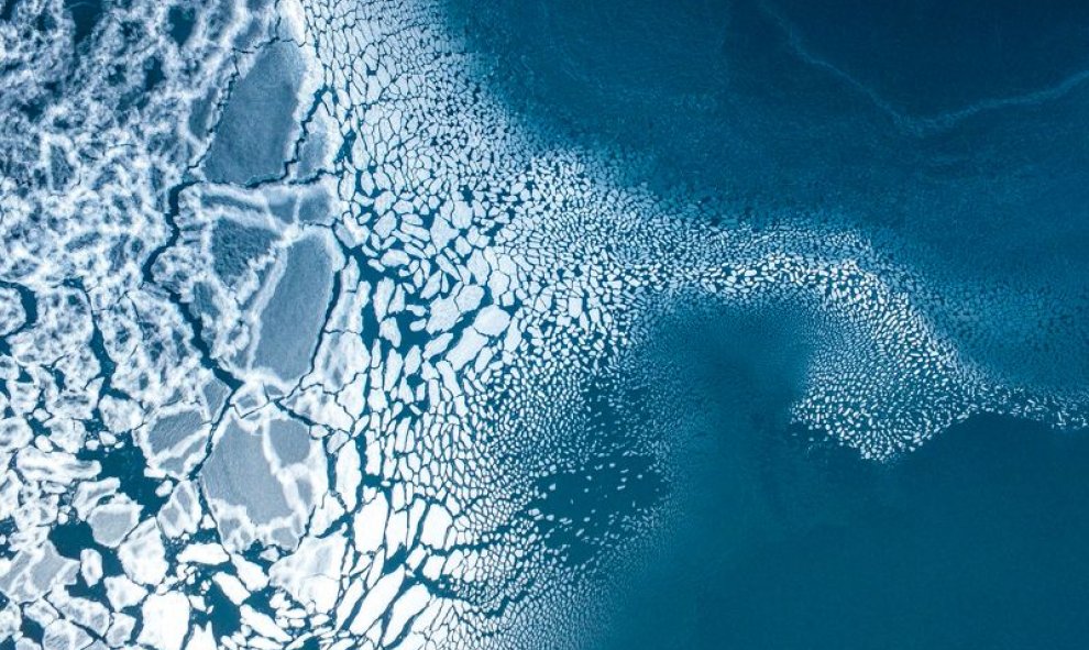 Vista aérea del hielo marino en el este de Groenlandia. Florian Ledoux