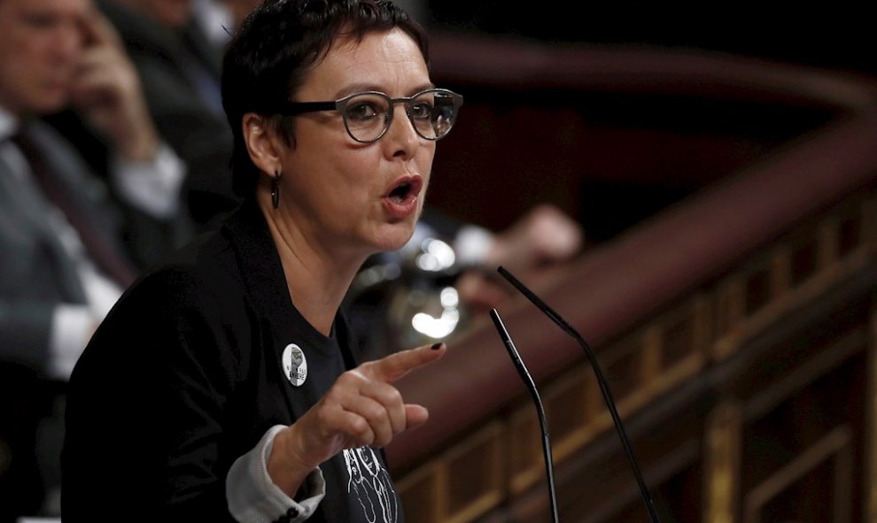 La diputada de ERC Montse Bassa, durante su intervención este martes en el Congreso. EFE/Mariscal