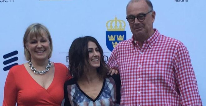 Barei, la representante española en el próximo festival de Eurovisión en la Embajada Sueca en Madrid.