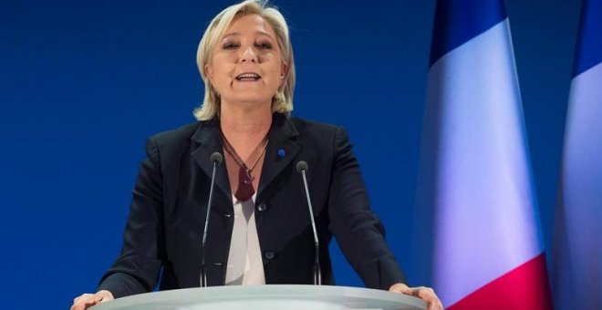 Marine Le Pen durante su discurso de anoche tras las elecciones presidenciales francesas. /EFE