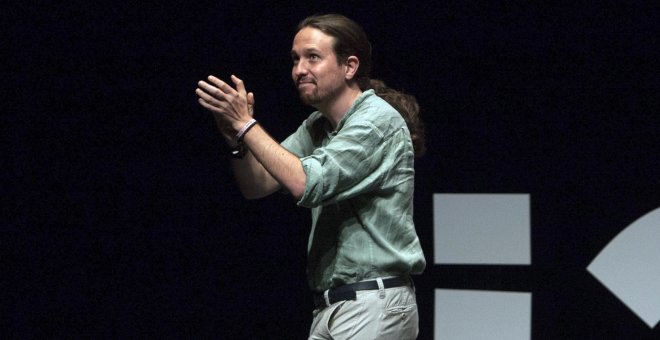 Pablo Iglesias, durante la presentación del documental "Las cloacas de Interior" con el que se ha inaugurado hoy en Cádiz la Universidad de Verano de Podemos. EFE/Román Ríos