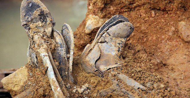 Restos de cuerpos exhumados en la fosa común de Chillón (Ciudad Real) | ARMH