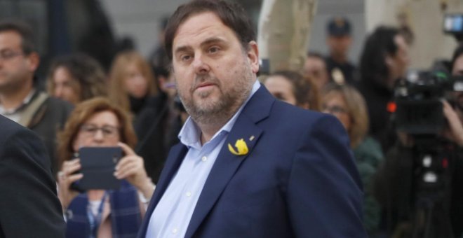 Oriol Junqueras, a su llegada a la Audiencia Nacional. / EFE