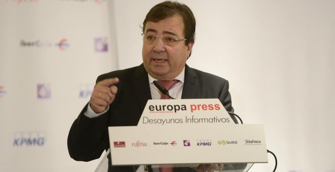Guillermo Fernández Vara, presidente de Extremadura en un desayuno informativo. Europa Press.