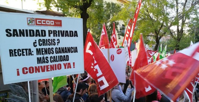 Una concentración de trabajadores de la sanidad privada en Madrid, el pasado octubre.- CCOO